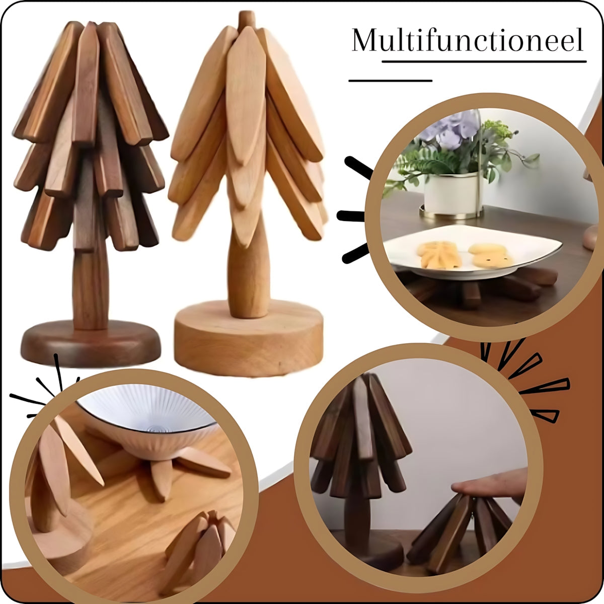 WoodNest™ Luxe Houten Onderzetters Set