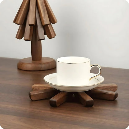 WoodNest™ Luxe Houten Onderzetters Set